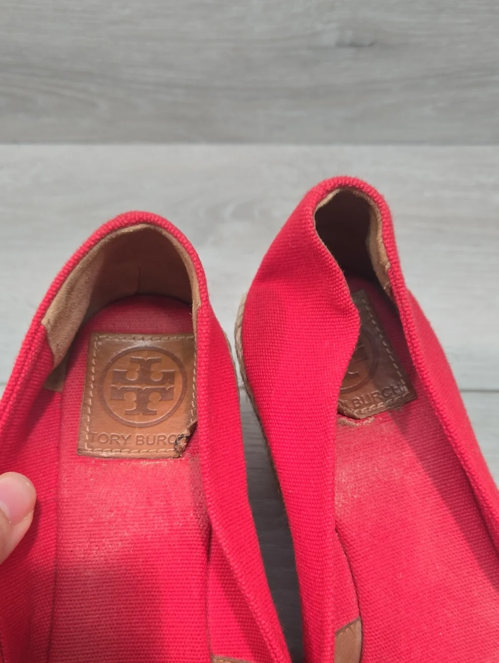 Tory Burch Women Filipa Red  Open Toe Espadrille Wedge Shoes Sandals Sz 8B